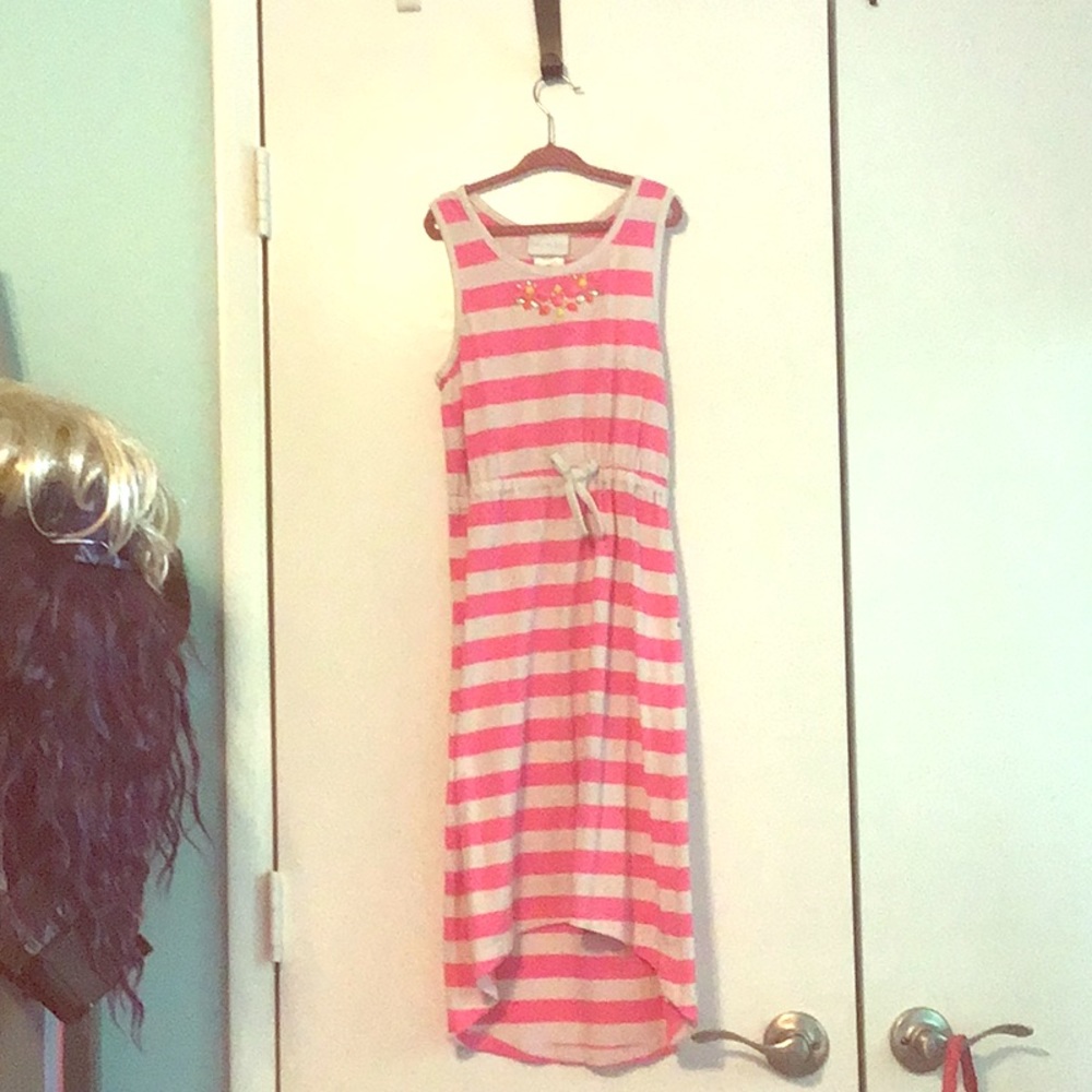 Pink and white dress